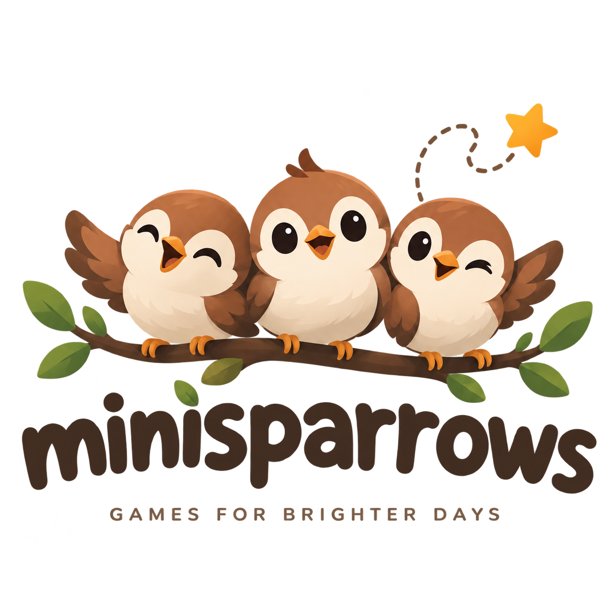 Three cheerful sparrows above the MiniSparrows logo